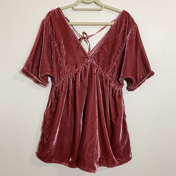 Free People Womens Dress Size Small Ivy Velvet Mini Vneck - Picture 3 of 11